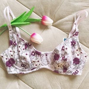 Free People | Embroidered Bra Lilac & Burgundy 32C